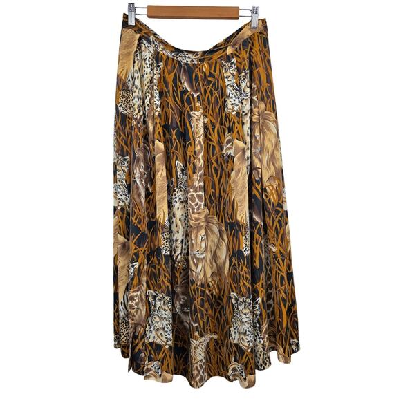 Regina Porter 100% Silk Animal Print Maxi Skirt 80's Large - Picture 1 of 4
